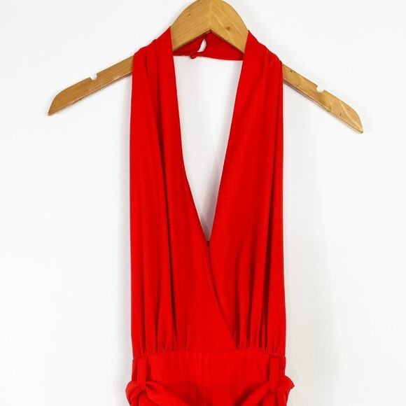 Lulus Red Halter Backless Sleeveless Jumpsuit Pants Cocktail - Picture 3 of 12